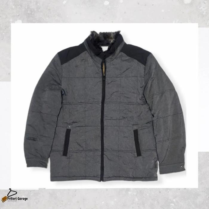 Harington Shearling Puffer Work Jacket Parkland Grey Black Color Block