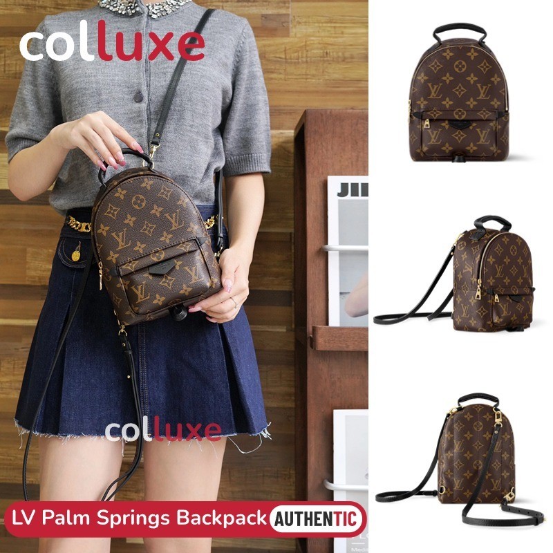 Louis Vuitton LV Tas Ransel Palm Springs Mini & PM & MM Monogram Kanvas Tas Ransel Wanita