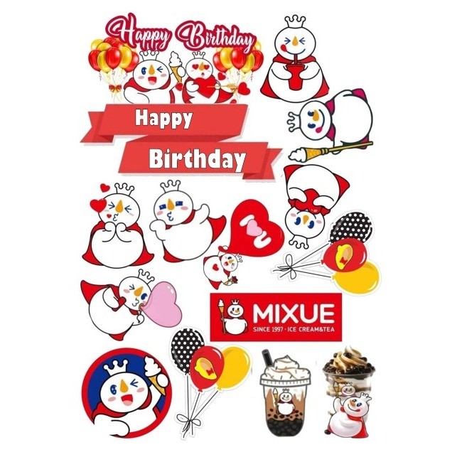 MIXUE/ Topper Ultah MIXUE Custom Nama/Topper Cake/MIXUE set hiasan kue