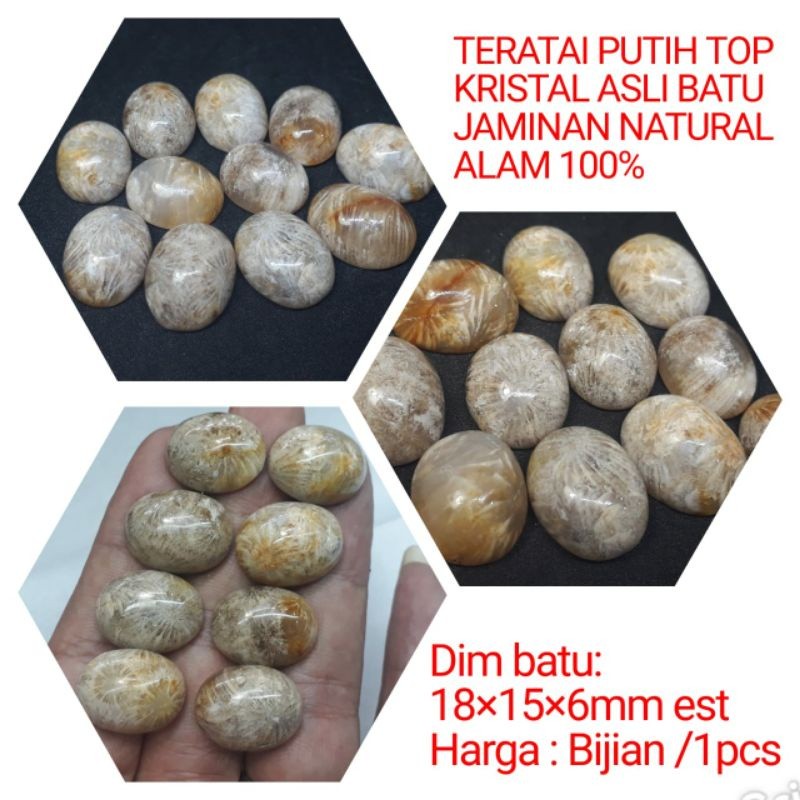 BATU CINCIN TERATAI PUTIH TOP KRISTAL ASLI NATURAL 100%