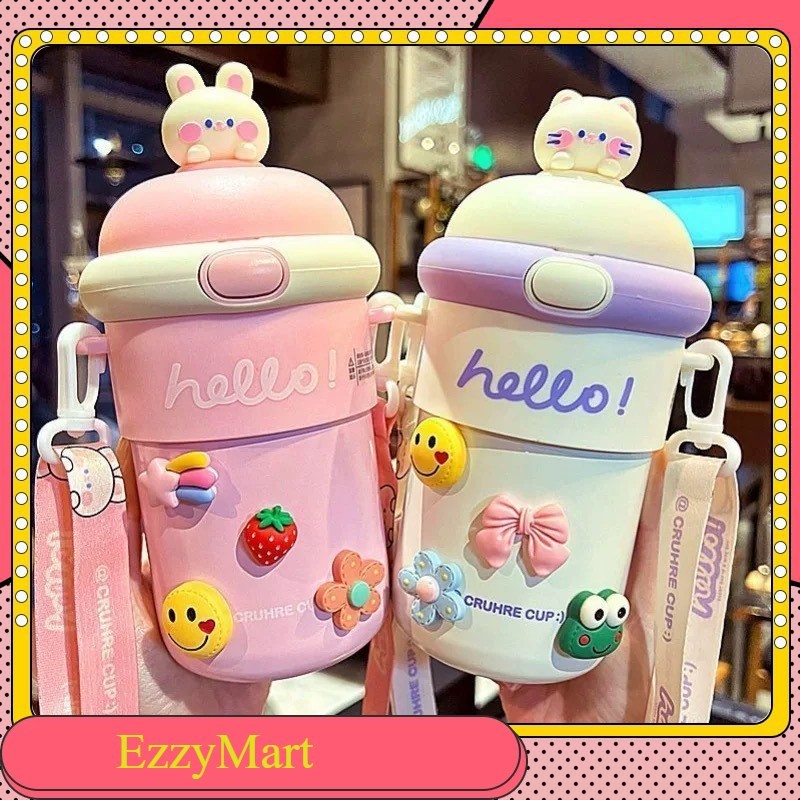 EzzyMart Botol Minum Kaca Botol Minum Anak Karakter Lucu Tumbler Vacum Flask Nice 500ml BPA FREE