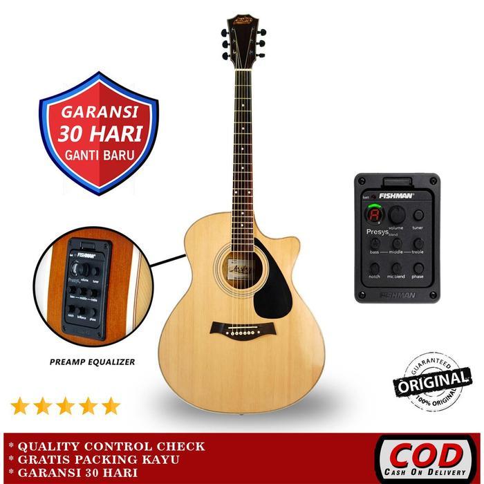 Lesley AC01 Gitar Akustik Elektrik Original dengan Top Spruce & Body Kayu Meranti untuk Musisi - Han