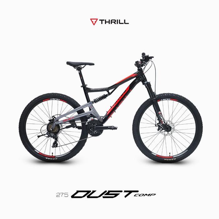 THRILL OUST COMP 27.5  SEPEDA GUNUNG DUAL SUSSPENSION - Black/Grey Red, 27.5 x 17 (L)