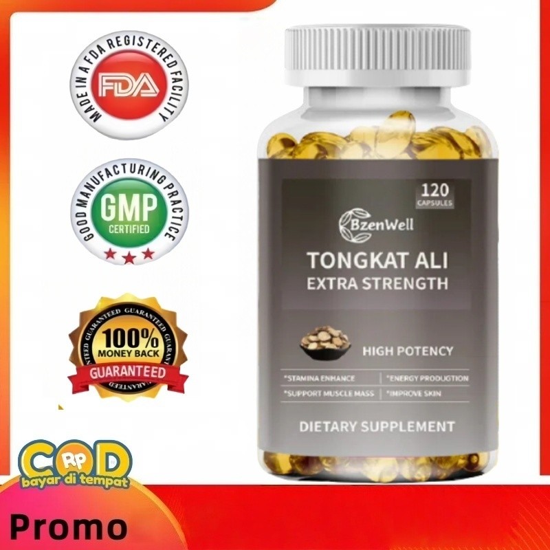 BzenWell Tongkat Ali Extra Strength Suplemen, Ekstrak Kacip Fatimah Pria Kekuatan Tinggi & Stamina O