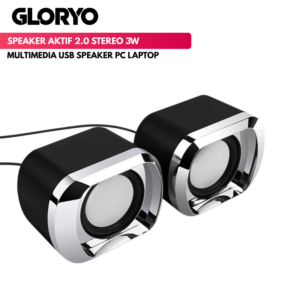 Gloryo Speaker Aktif 2.0 Stereo 3W Multimedia USB Speaker PC Laptop