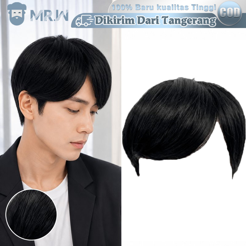 Wig Rambut Pria Pendek Rambut Palsu Pria Korea Wig Cowok Rambut Palsu Laki Laki Rambut Palsu Cowok