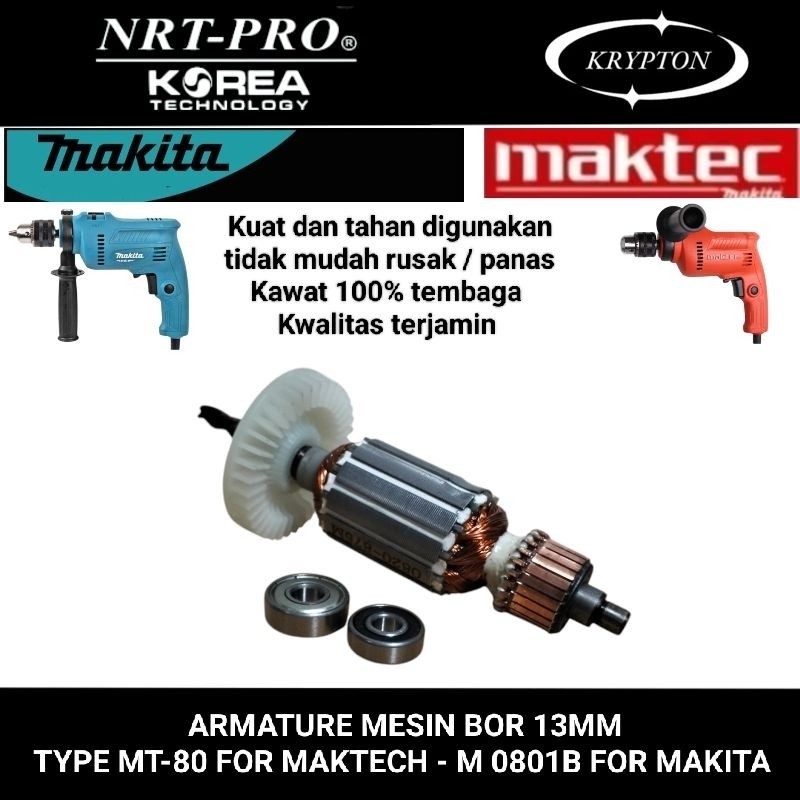 NRT-PRO armature angker bor 13mm type MT-80 maktec / M0801B makita jaminan asli original part kayla 