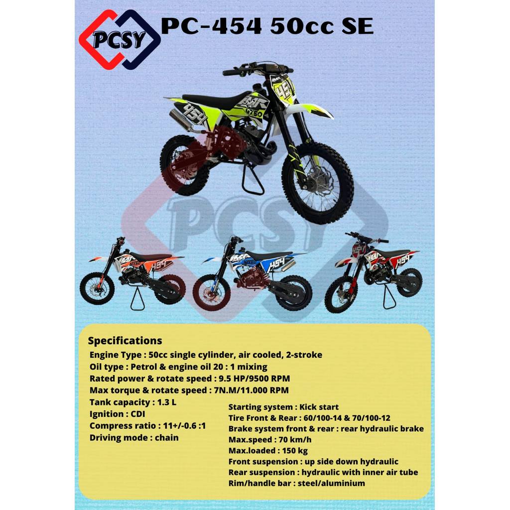 Motor Mini Trail Bensin Anak PC Moto PC-454 50CC SE Bisa Starter