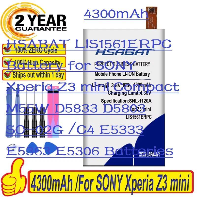 HSABAT 4300mAh LIS1561ERPC Battery for SONY Xperia Z3 mini Compact M55W D5833 D5803 SO-02G /C4 E5333