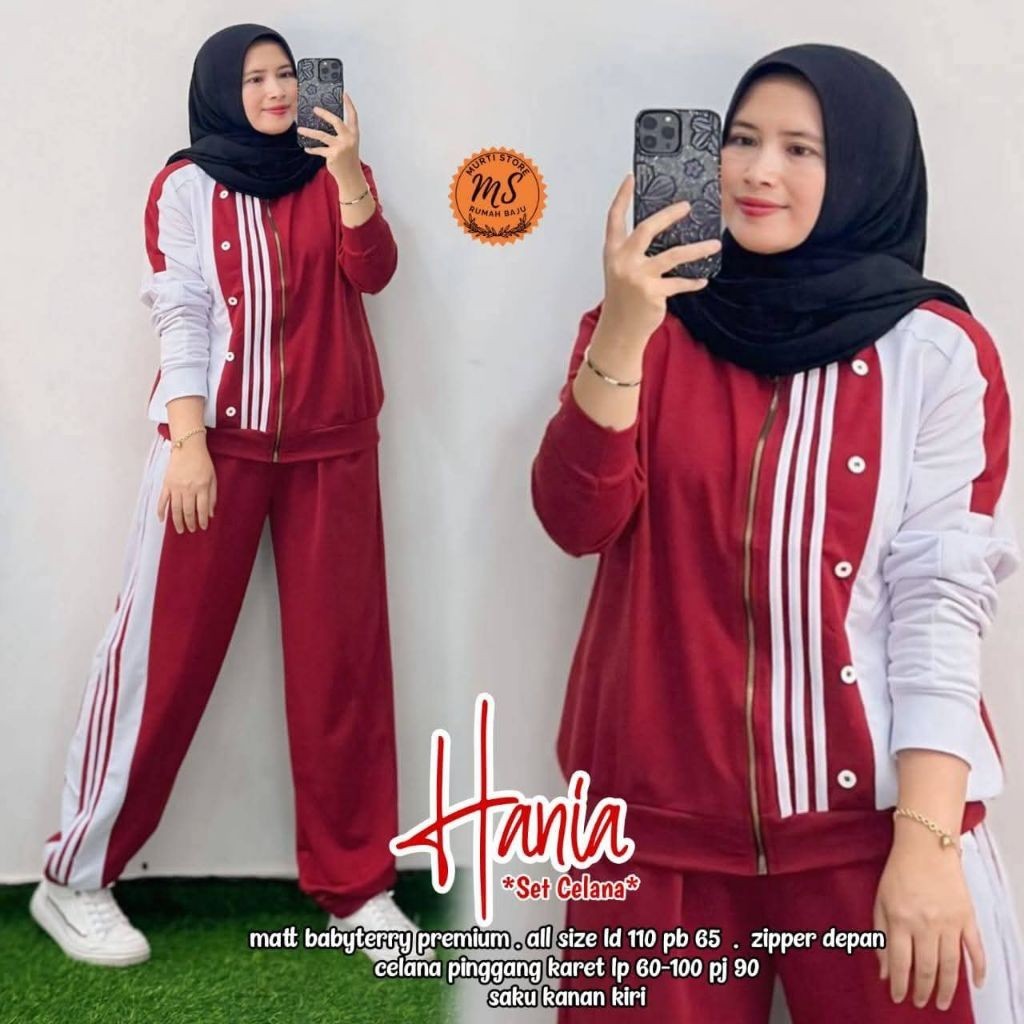 Hania set sporty baju setelan olahraga wanita modis casual kekinian