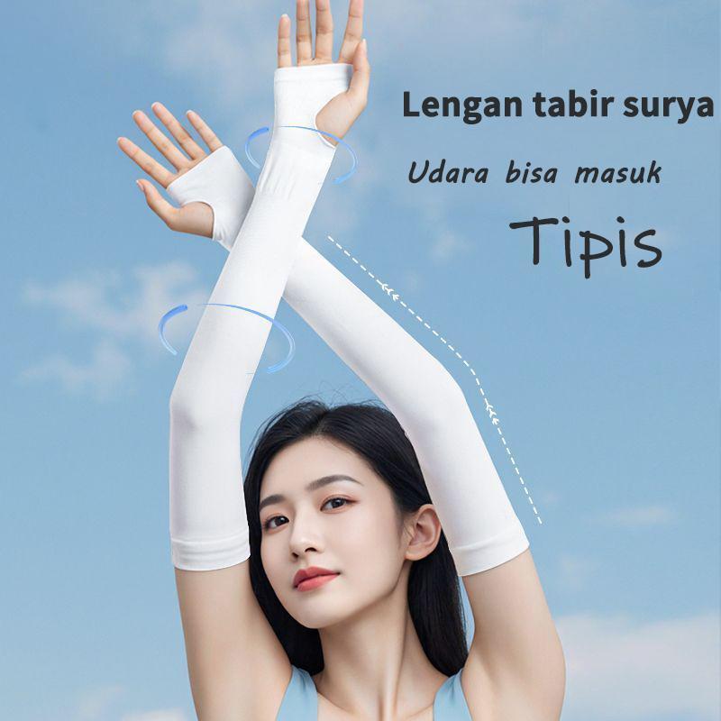 Manset Tangan Panjang Anti UV & Matahari Arm Sleeve Ice Silk Sejuk Elastis dan Nyaman Pelindung Tang