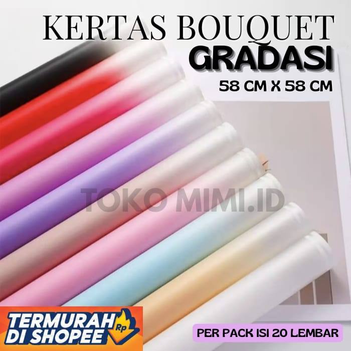[TERBARU] KERTAS BUKET GRADASI UNTUK BUKET BUNGA SNACK UANG HAMPERS KERTAS KADO WATERPROOF DUA WARNA