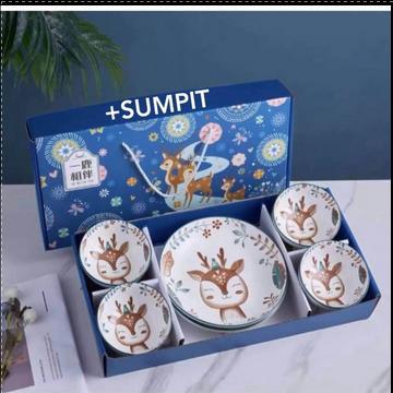 Aveline Hampers Christmas Mangkok Set /Christmas Gift Bowl Set - 2 Rusa Merah