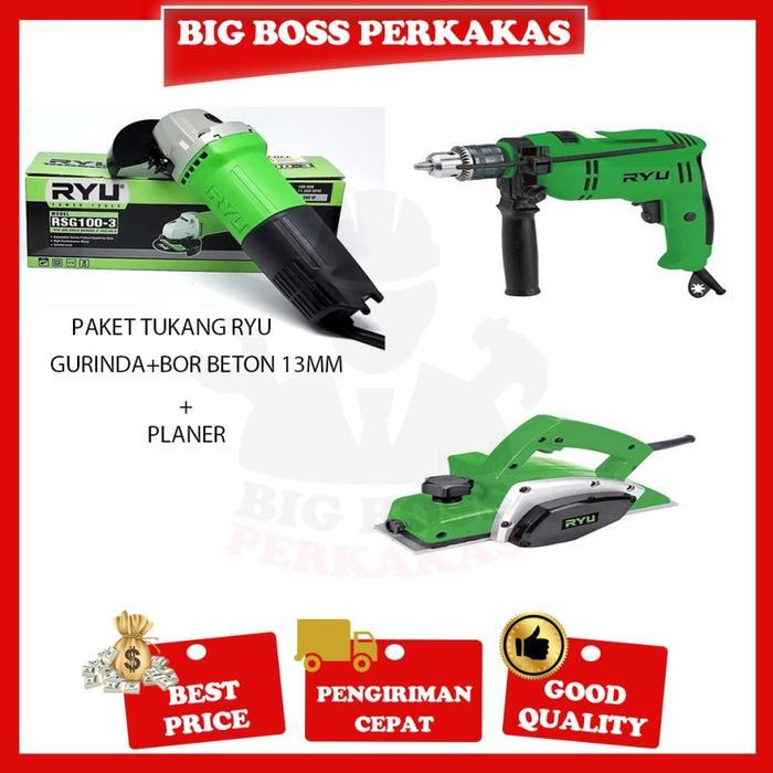 PAKET TUKANG KAYU SET 3 ITEM MURAH GERINDA/BOR 13MM/PLANER RYU 7