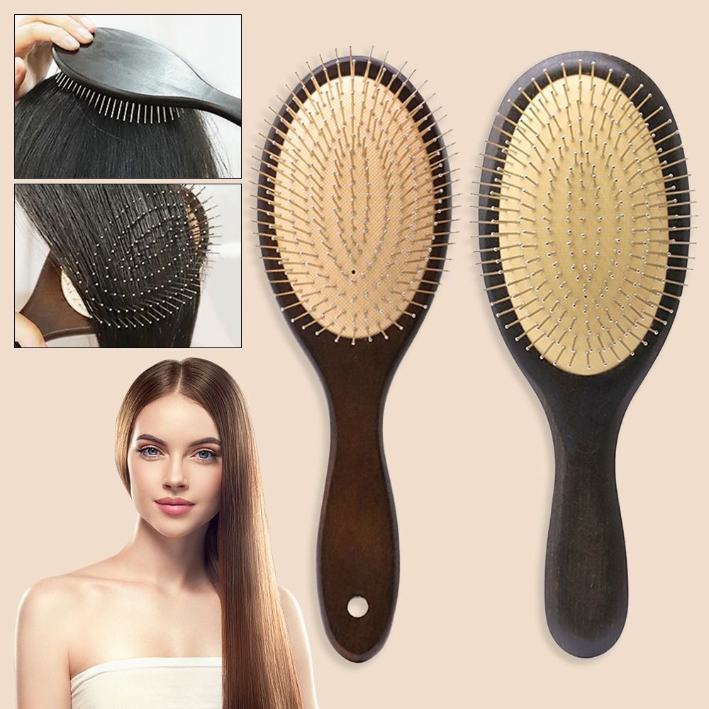 Hairbrush Head Massage Brush Wood Hair Brush Hair Combing Steel Hair Brush Hair Care With Steel Need