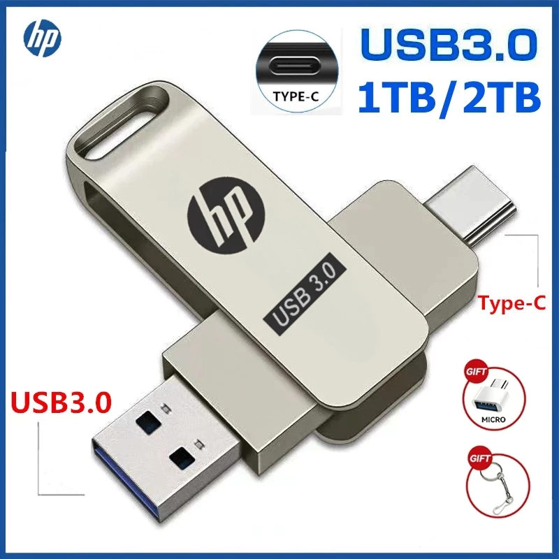 2TB 2in1 USB3.0 HP OTG TYPE-C Flashdisk 1TB/2TB Metal High Speed USB 3.0 Flash Drive USB Flash Disk 