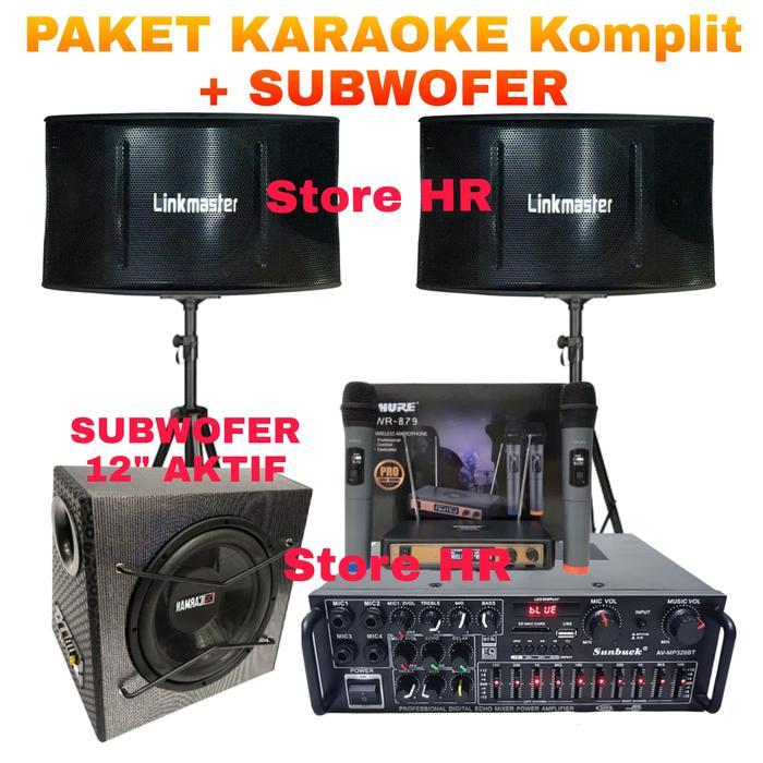 paket karaoke rumah murah Linkmaster 10 inch ampli power SUBWOFER 12"