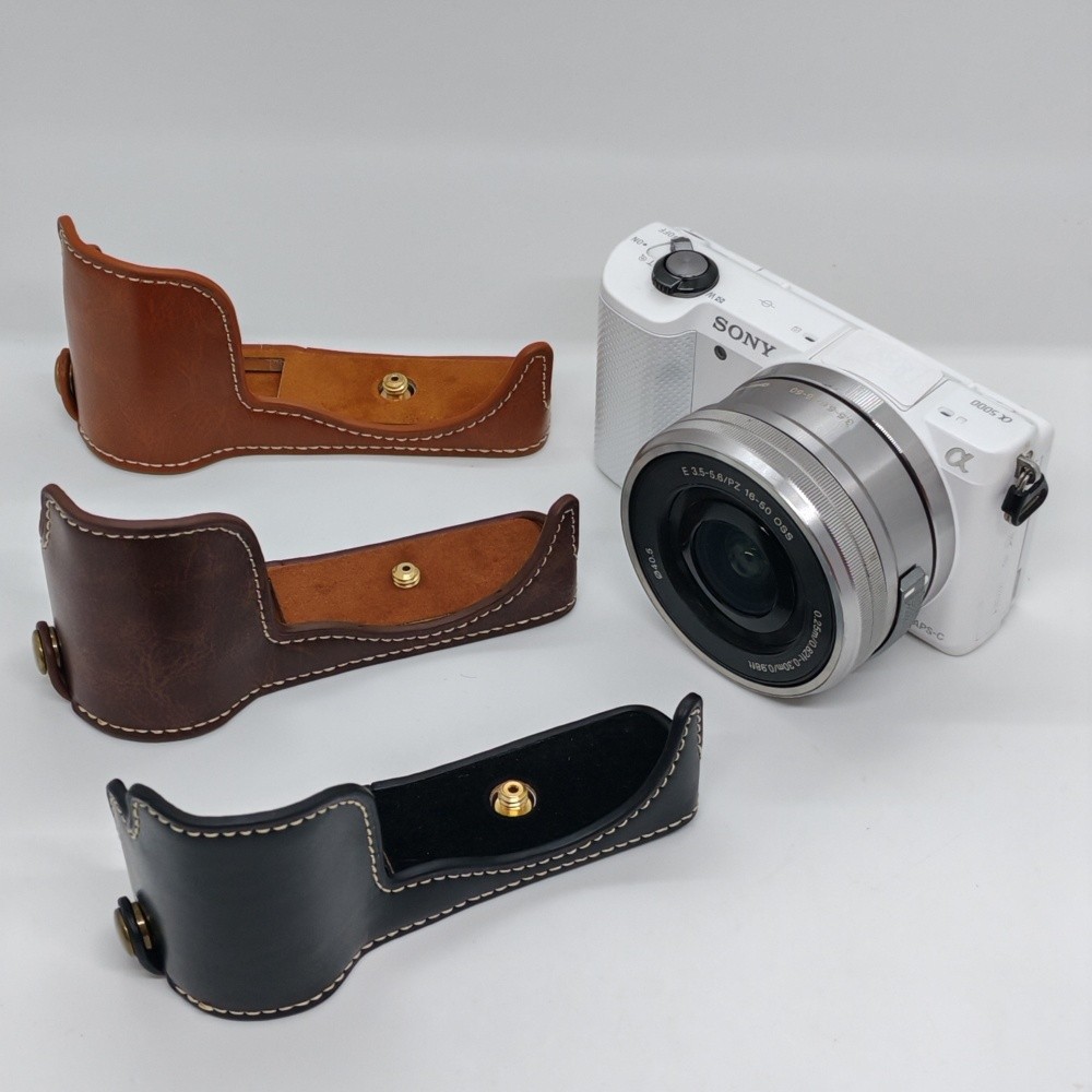 A5000 Camera Bag PU Leather Half Body Case For Sony ILCE-5000 A5100 Base Battery Opening Bottom Cove
