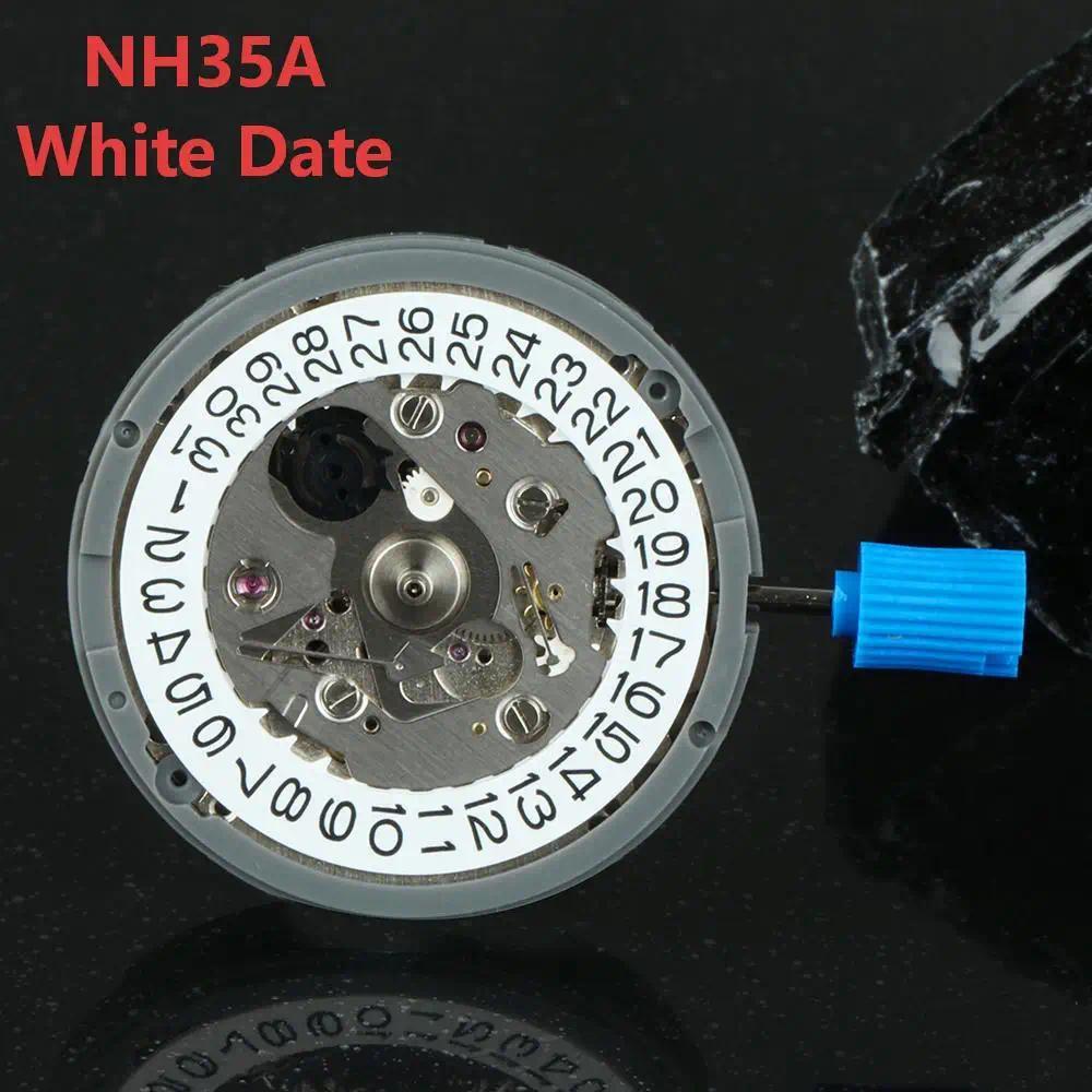 For SEIKO NH35 Japan Movement Three Hands Automatic Movement 24 Jewels White Date High Accuracy Repl