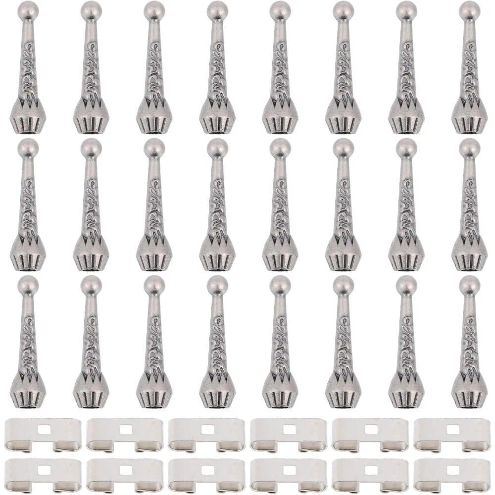 36pcs Bolo Tie Finngs Kit with 24Pcs Bolo Tie Tips Replacement End Caps and 12pcs Bolo Tie Slide Cla