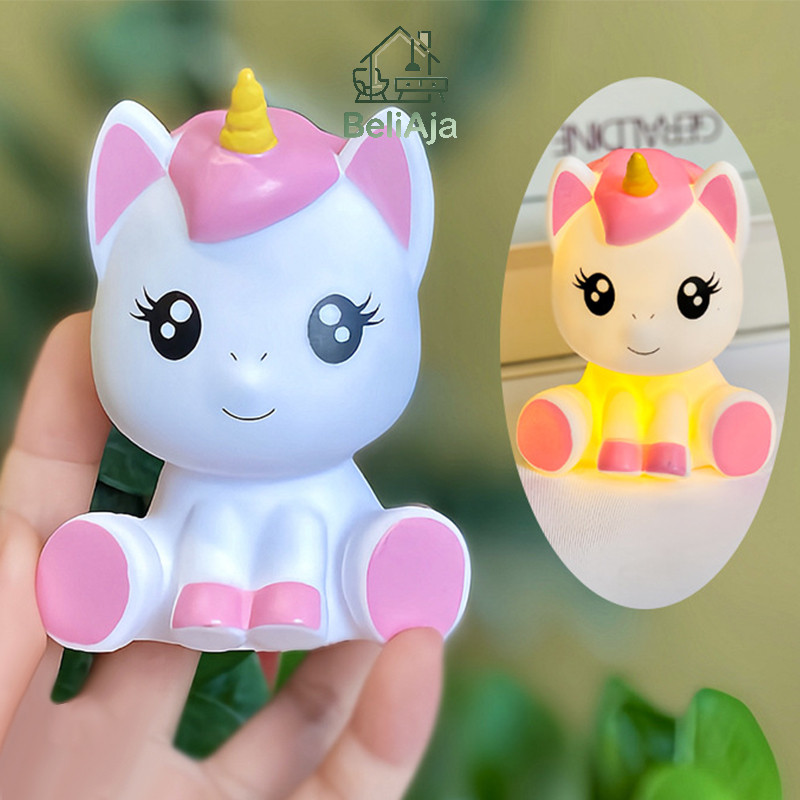 Lampu Tidur Vinyl Pony Kreatif untuk Kamar Tidur Anak Perempuan, Lampu Samping Tempat Tidur, Hiasan 