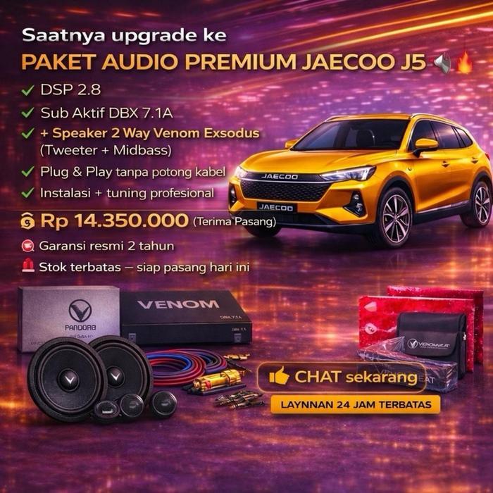 Jaecoo Paket Audio Venom J5 DSP 2.8 Sub Aktif DBX 7.1A Speaker 2 Way Venom Exodus Plug & Play Instal