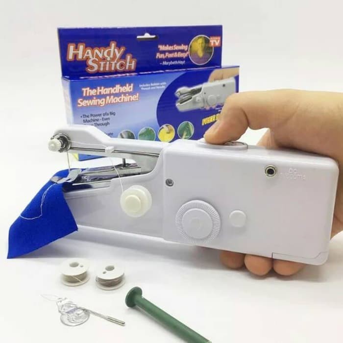 Mesin Jahit Tangan Handy Stitch Portable Mini Sewing Baterai untuk Baju Kain