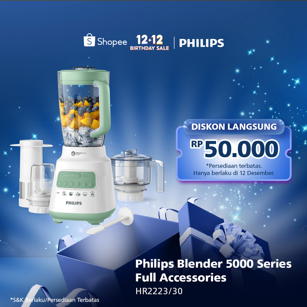 Blender Philips Plastik 2 liter - 5000 Series HR2223/30 - Blender jus - Blender bumbu philips ( Chop