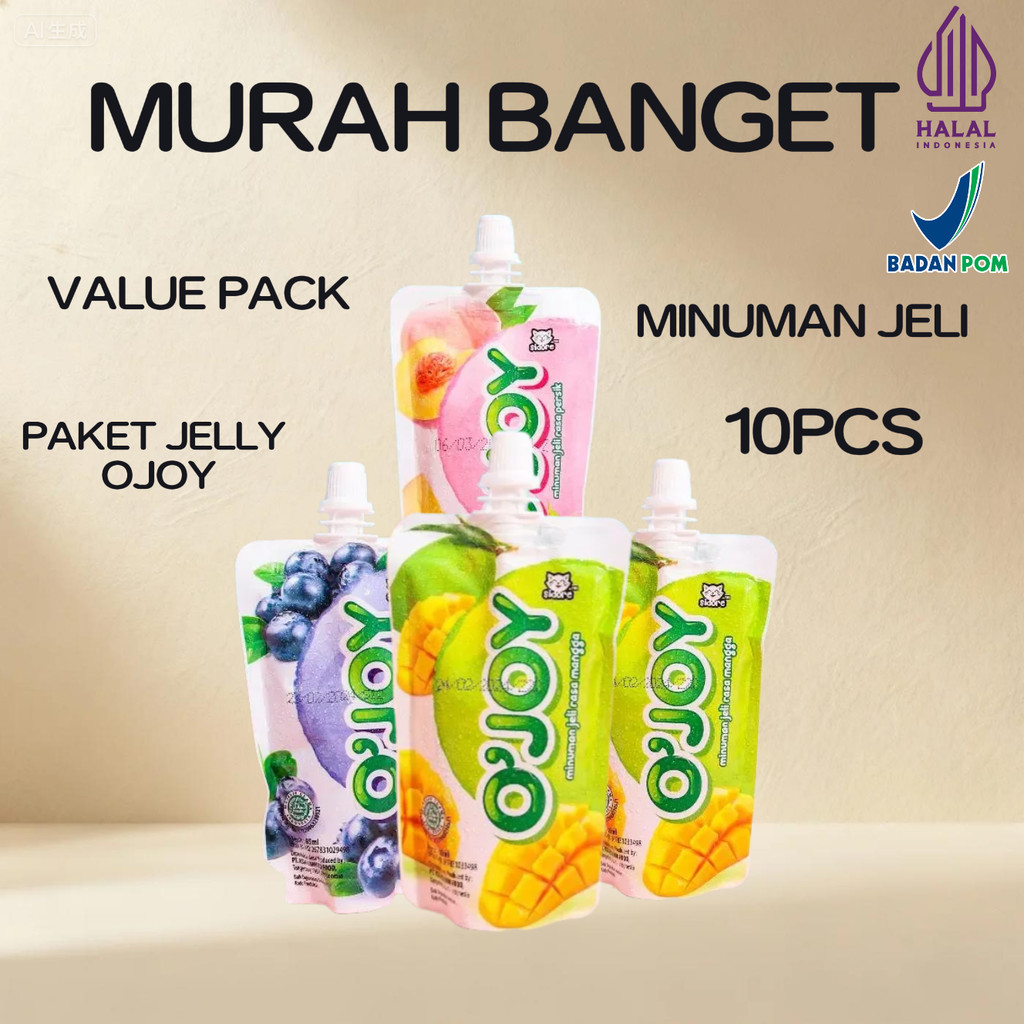 PAKET OJOY 10PCS MINUMAN JELLY OJOY ISI 10 PCS Peach Blueberry Jeli  Food Mangga Strawberry ojoy MUR