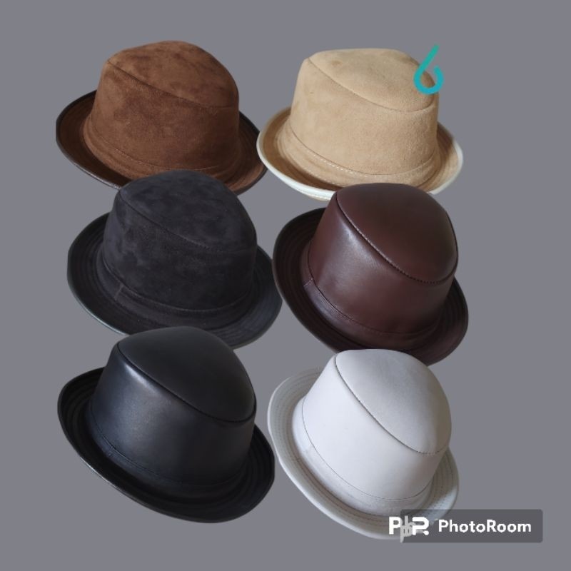 RANUWI Topi Fedora topi koboy Cowboy topi pria laken kulit suede ready ukuran besar big size XXL XXX