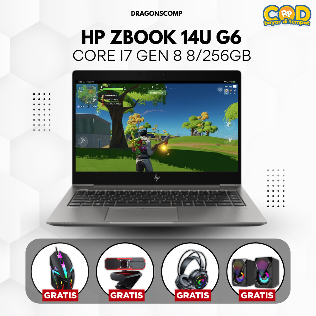 Laptop HP Zbook 14u Core i7 Gen 8 8/256GB - Laptop Murah Bergaransi