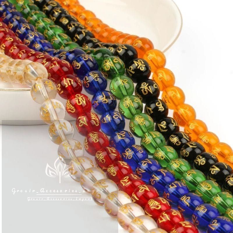 COD Jual batu Tibet mantra kaca Bahan gelang kalung Tasbih
