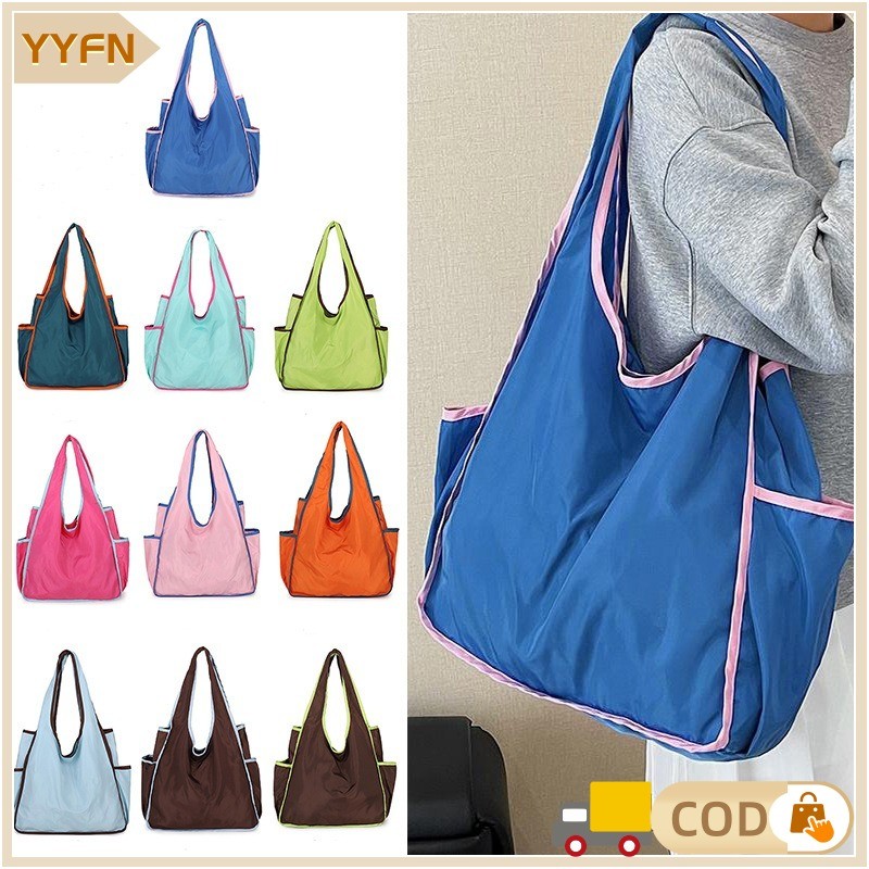 Tas Tote Wanita Kapasitas Besar Fashion Polos Korea Tas Selempang Tas Belanja Lipat  Tahan Air Tas S