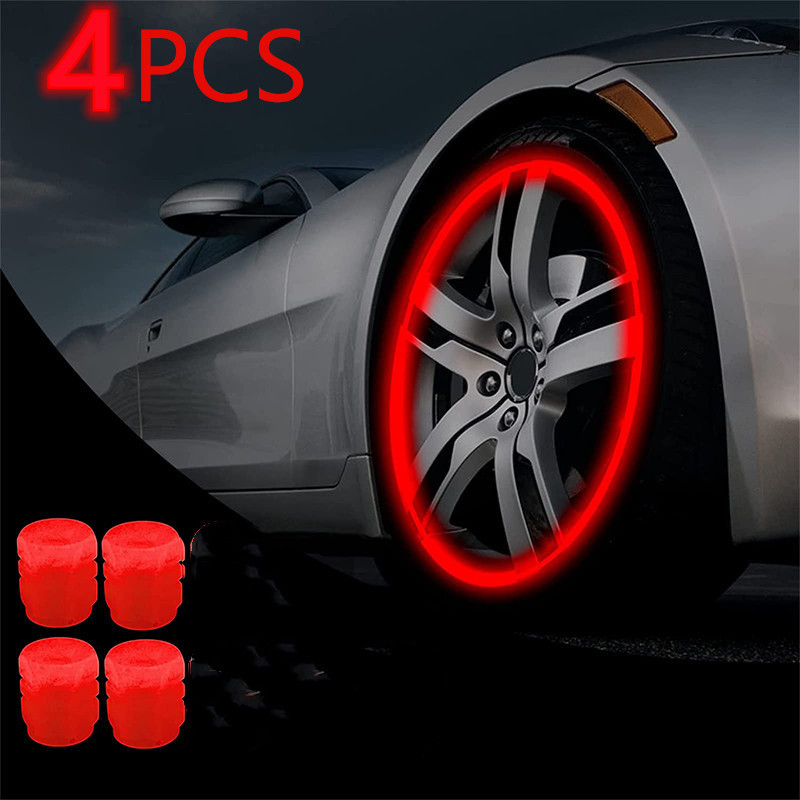 Luminous Valve Caps Fluorescent Red Night Glowing Car for Volkswagen VW Polo Jetta Golf 4 5 6 7 Beet