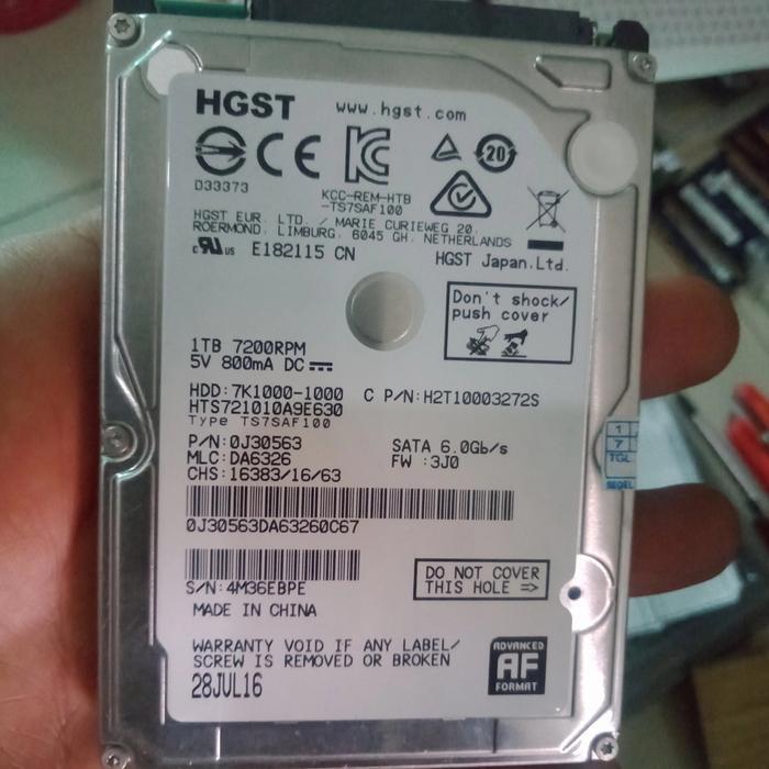 Hardisk 2.5 inch HGST 1tb 1 tb 7200rpm 6gbps sata 3 tebal 9mm by Josscell