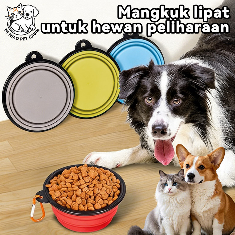 anjing kucing Silikon Karet Lipat Pet Outdoor Travel bowl