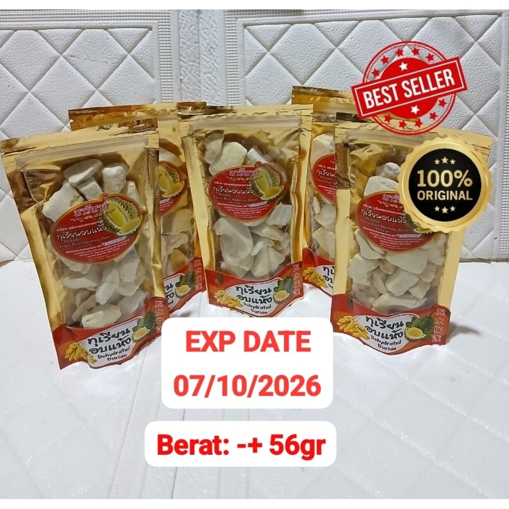 Ready Dried durian monthong Thailand 100% Cemilan durian kering dari Thailand 100% Dehydrated durian