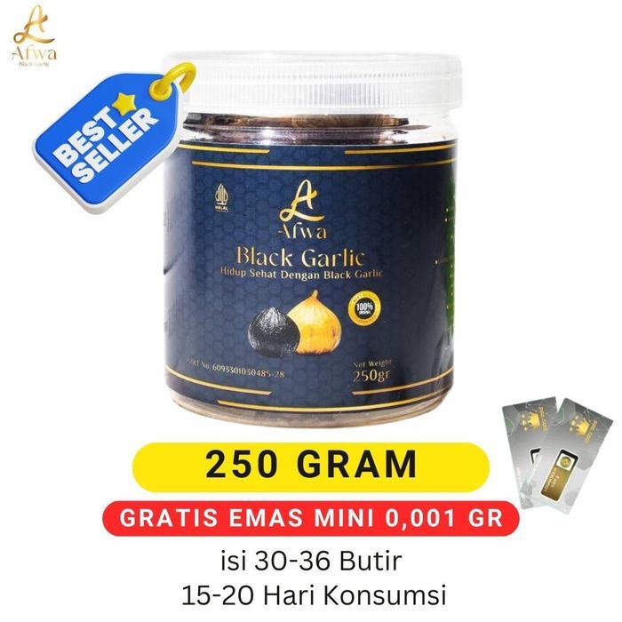 BLACK GARLIC TUNGGAL ASLI by Afwa Garlic (Bawang Hitam Tunggal) - 250 Gr (Bonus Emas)