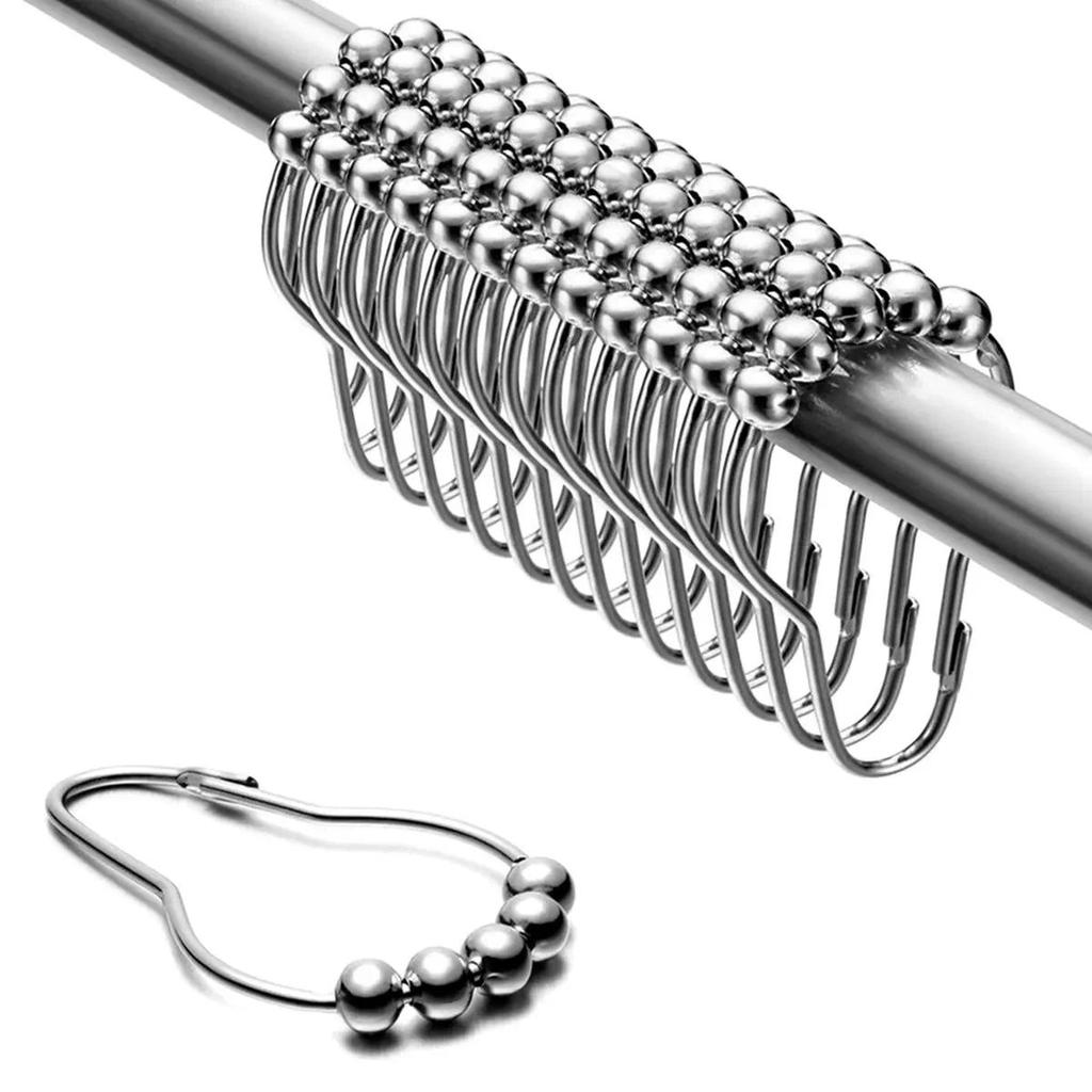 Shower Curtain Hooks Metal Shower Curtain Rings AntiDrop Shower Hooks for Bathroom Shower Rod Roller