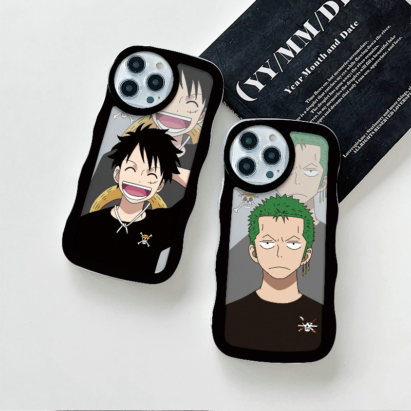 Gelombang Transparan Casing Motif Kartun Luffy Zoro Untuk iPhone 15 14 13 12 11 Pro X XR Xs Max 6 6s