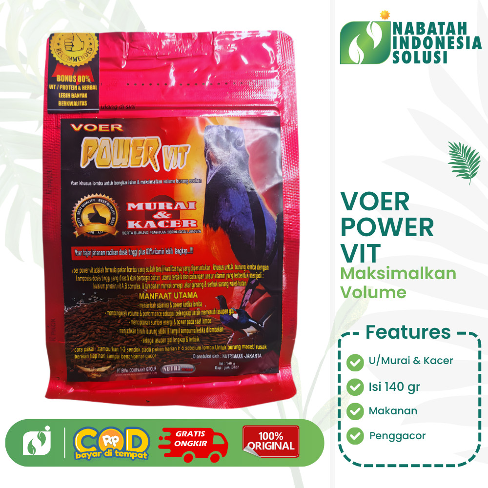 VOER POWER VIT PAKAN BURUNG MURAI BATU DAN KACER MAKANAN BURUNG PENGGACOR