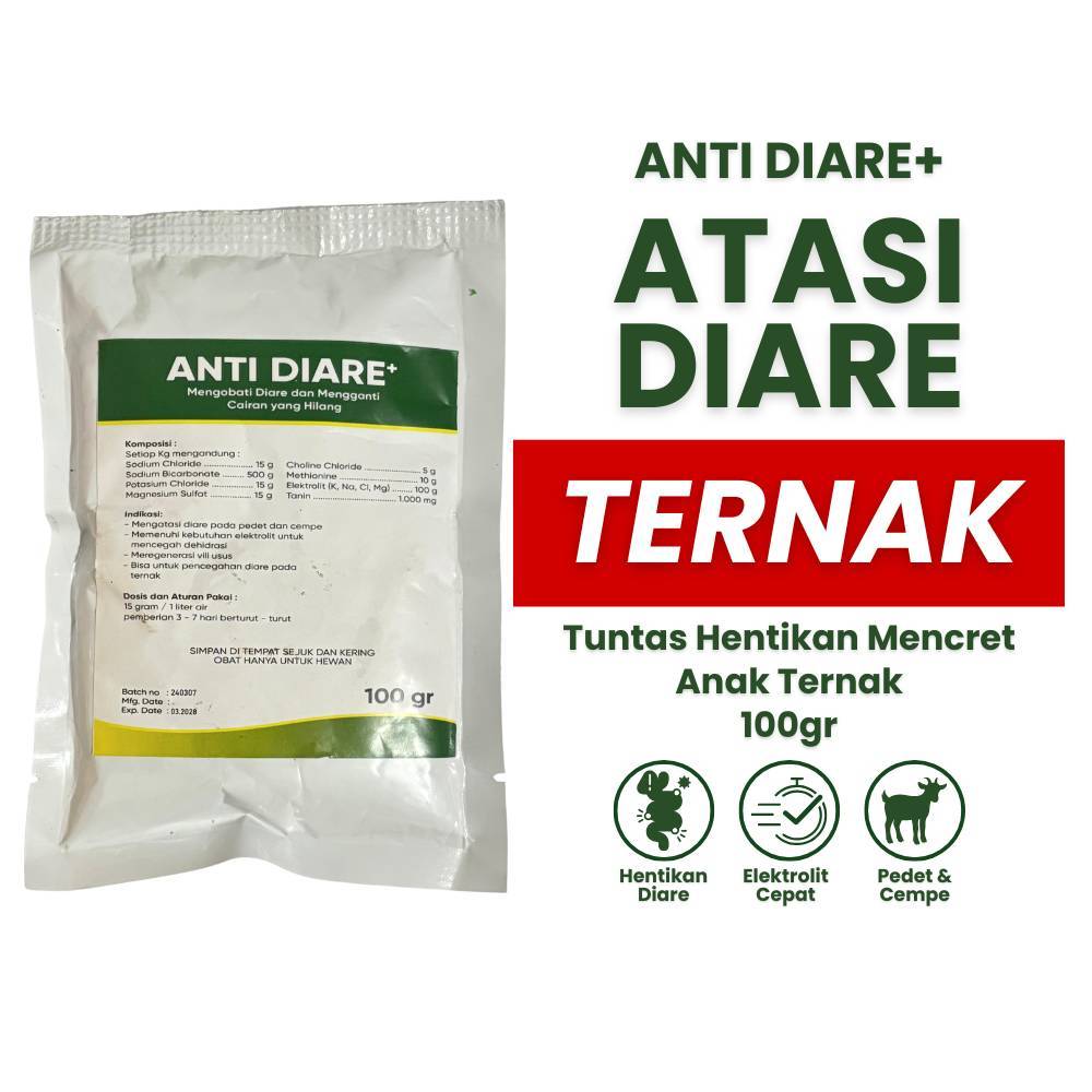 Anti Diare - Anti Diare 100gr - Anti Diare Hewan Ternak - Obat diare sapi - Obat diare Kambing