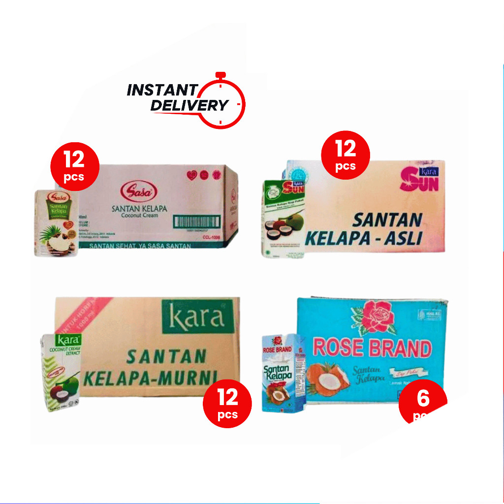 [UniGrosir] Sun Kara Santan Kelapa Cair 1 Liter x 12 pcs DUS 1000 ml Sasa Kara Rose Brand