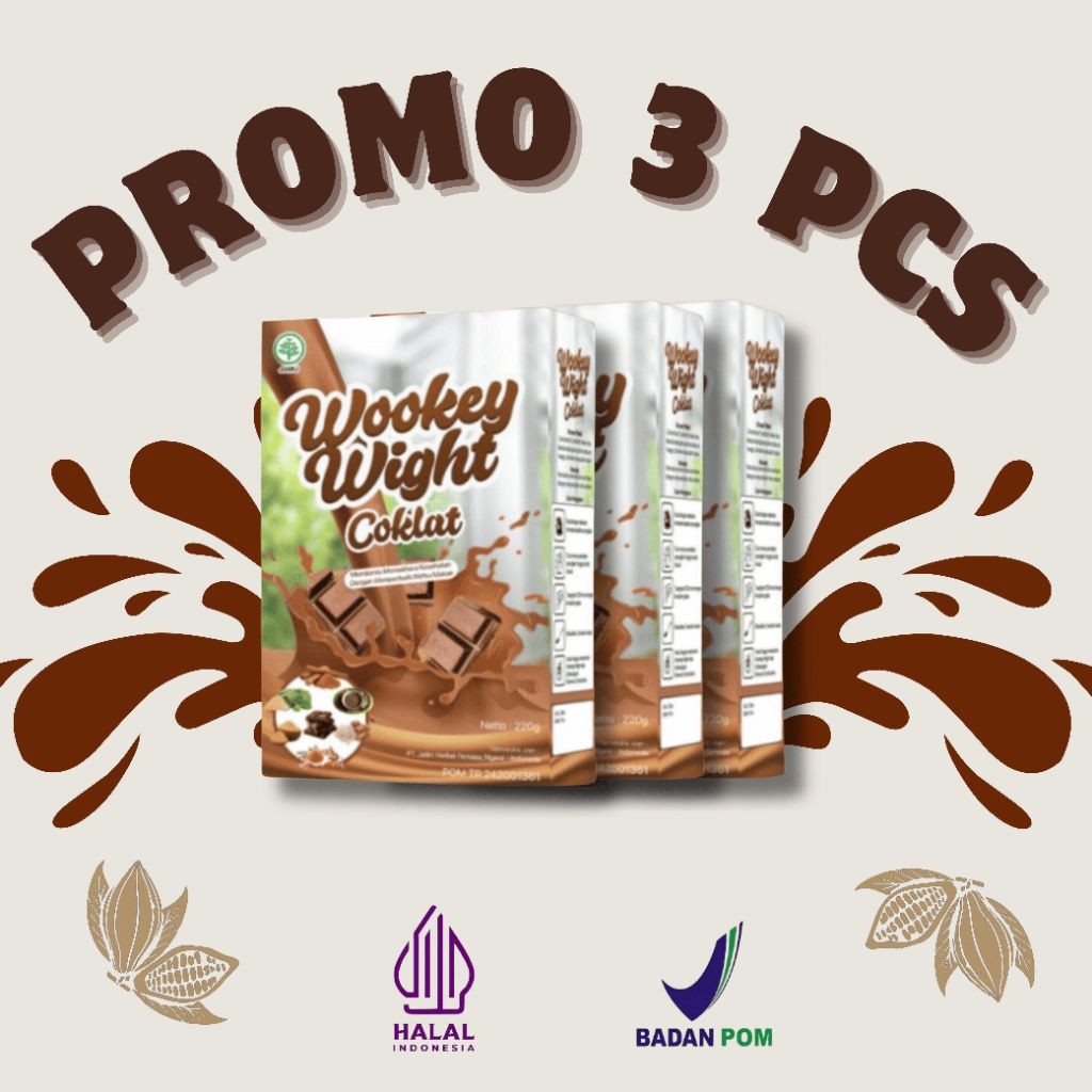 Promo 3 Pcs Wokey Wight Susu Penambah Bb Tinggi Protein Rendah Gula Original Halal Dan Bpom