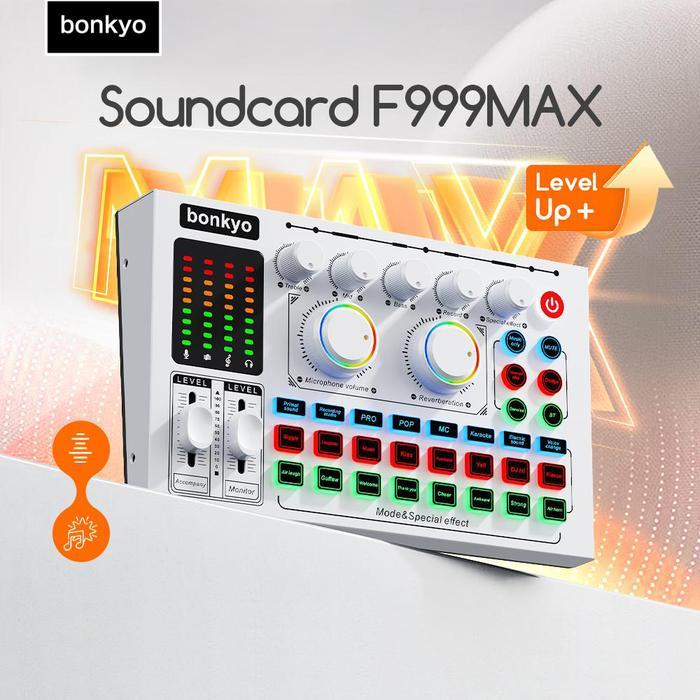 Bonkyo F999MAX Sound Card Bluetooth Live SoundCard F999MAX Soundcard Audio Live Mixer untuk Live str