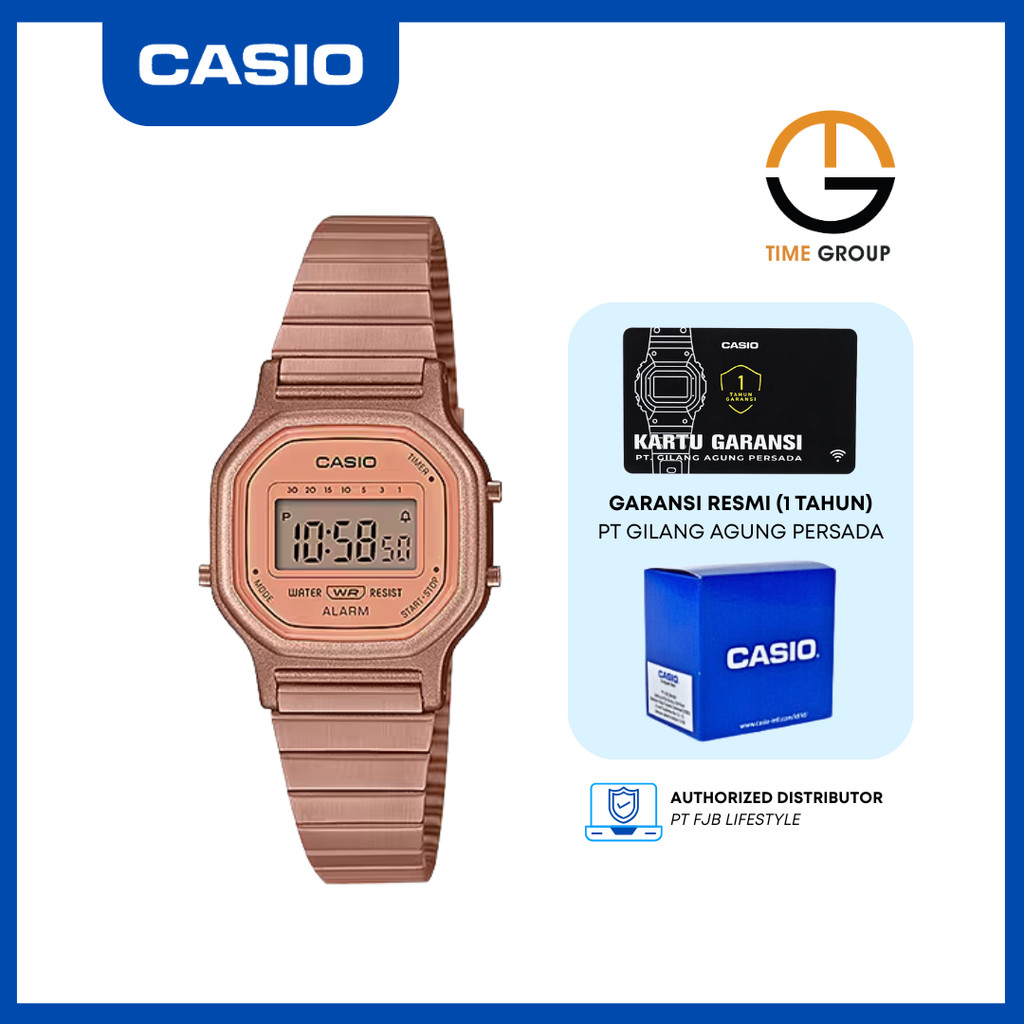 JAM TANGAN WANITA CASIO VINTAGE LA-11WR-5A LA11WR-5AD DIGITAL STAINLESS STRAP
