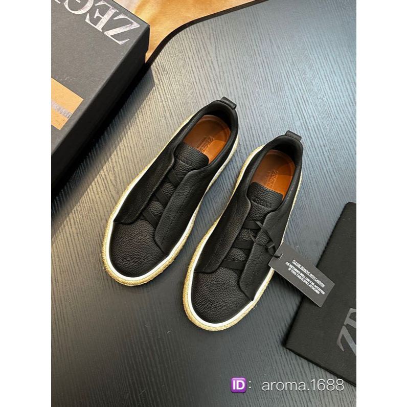 Ermenegildo Zegna Triple Stitch low cut sepatu olahraga biasa
