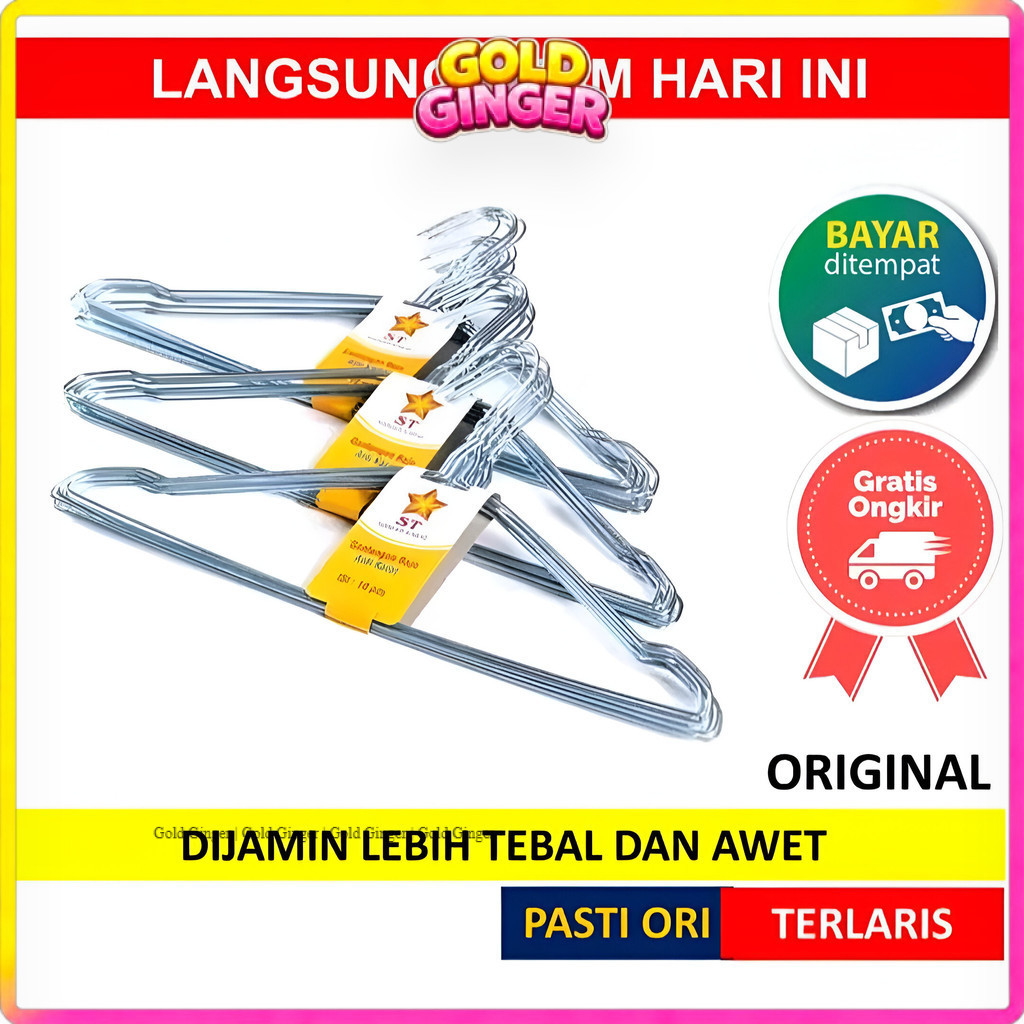 G-GR | Hanger Jemuran Stainless Steel Anti Karat – Material Tebal & Kuat Beban, Gantungan Baju Awet 