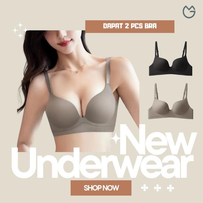 2 Pcs Bra Busa Tebal Push Up Wanita BH Seamless Emga BPU2G Tanpa Jahitan Tanpa Kawat Tebal Women Wom