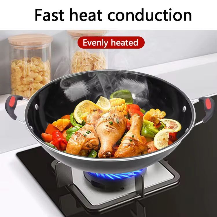 wajan enamel anti lengket kuali penggorengan serbaguna handle kuping